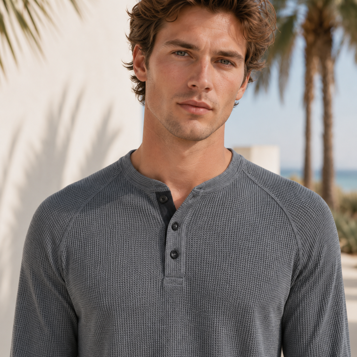 Teifion - Classic Waffle Henley Shirt