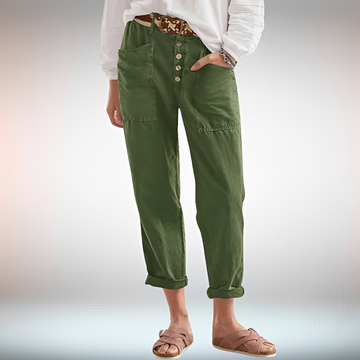 Rhonwen - Stylish Buttoned Loose Pants