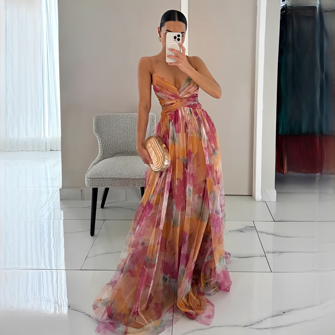 Darrisha - Elegant Cross Waist Maxi Dress