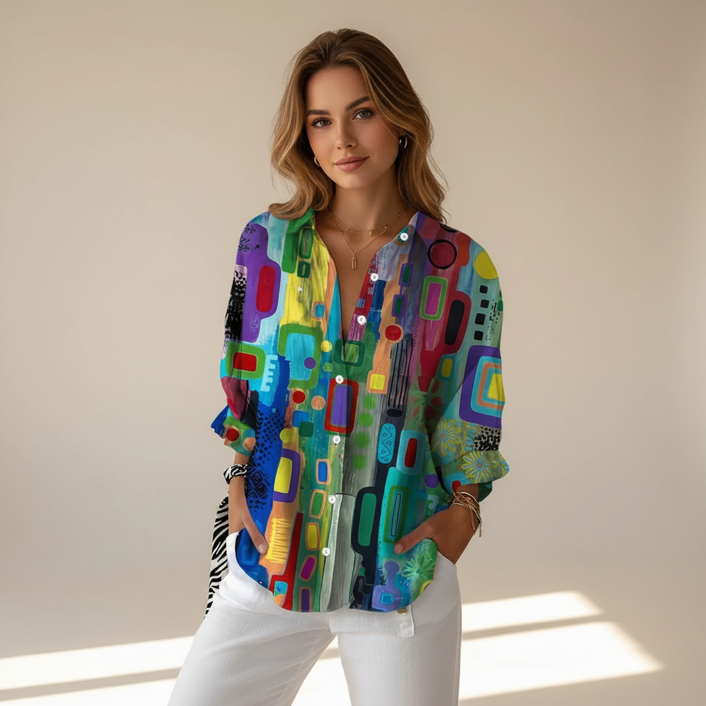 Naeryn - Stylish Printed Button-Down Shirt
