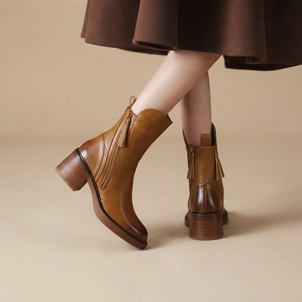 Jadonna - Stylish Zip-Up Heeled Boots