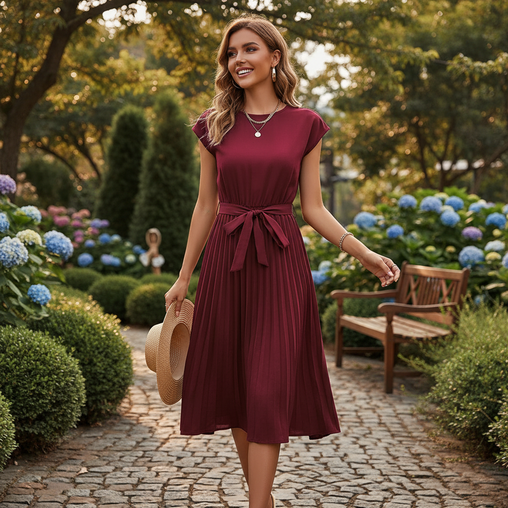 Jelica - Stylish Pleated Midi Dress