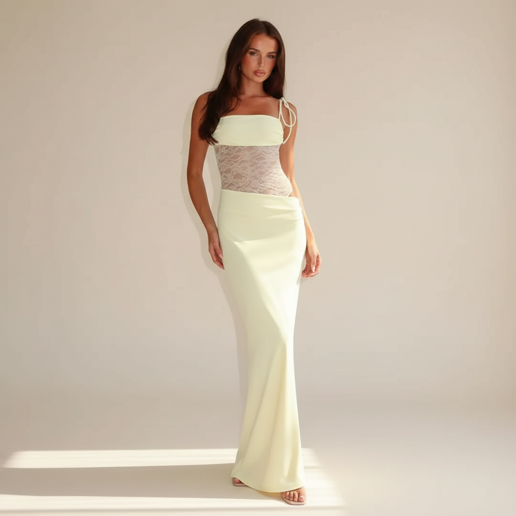 Darlaine - Sophisticated Lace-Strap Maxi Dress