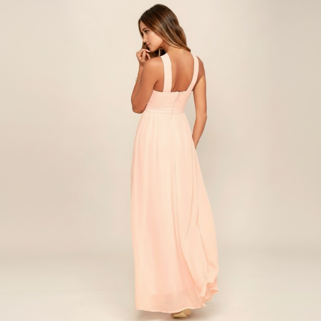 Suzanne - Stylish Cross-Neck Full-Length Dress