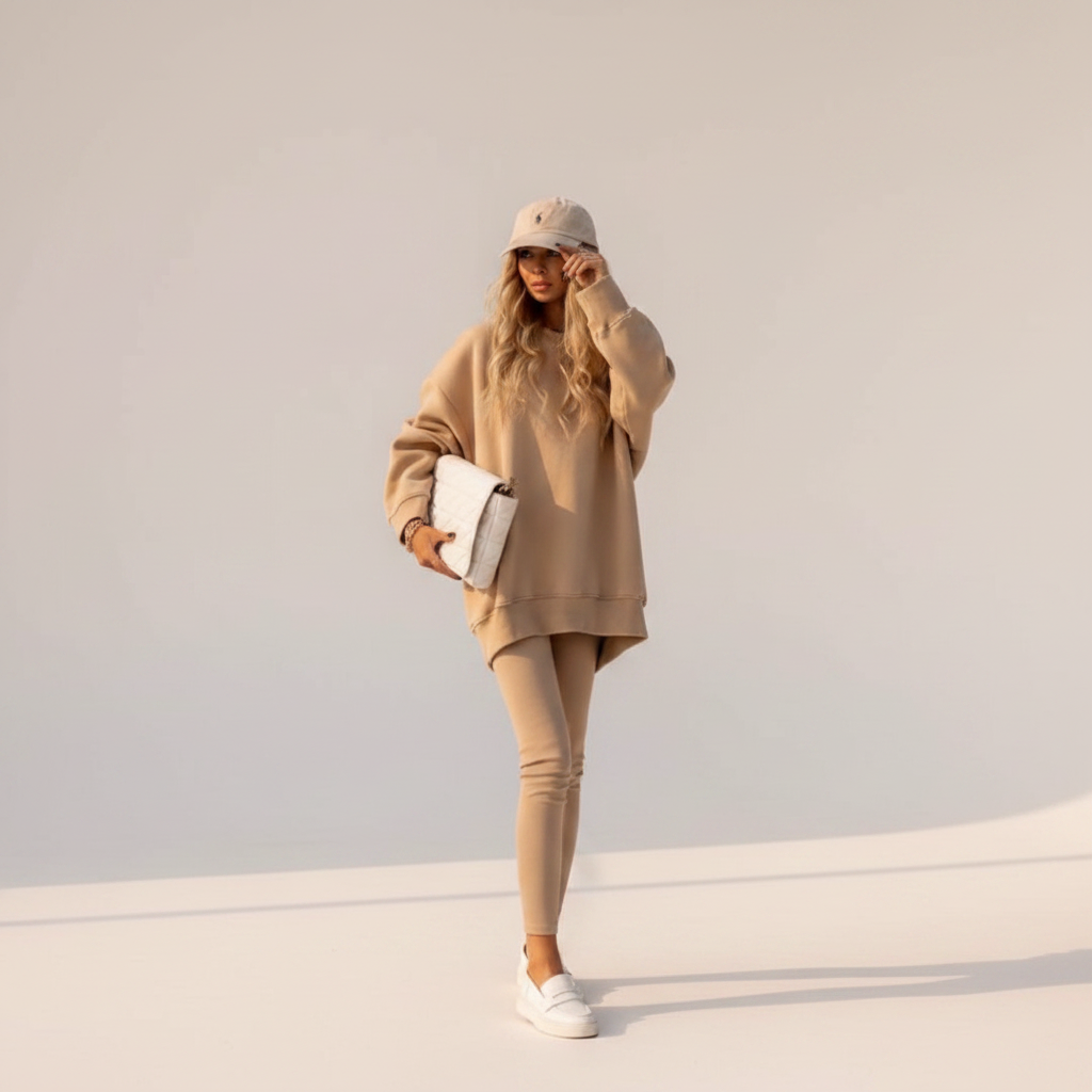 Jashanna - Spacious Long-Sleeve Pants Ensemble