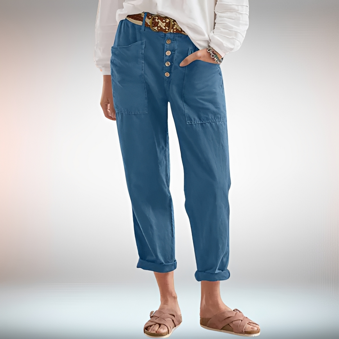 Rhonwen - Stylish Buttoned Loose Pants