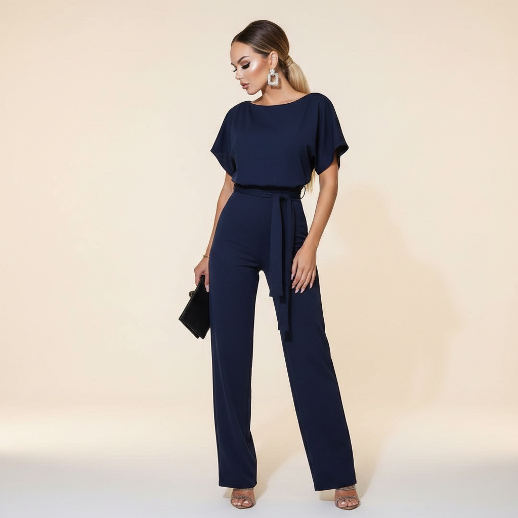 Eunise - Trendy Belted Jumpsuit