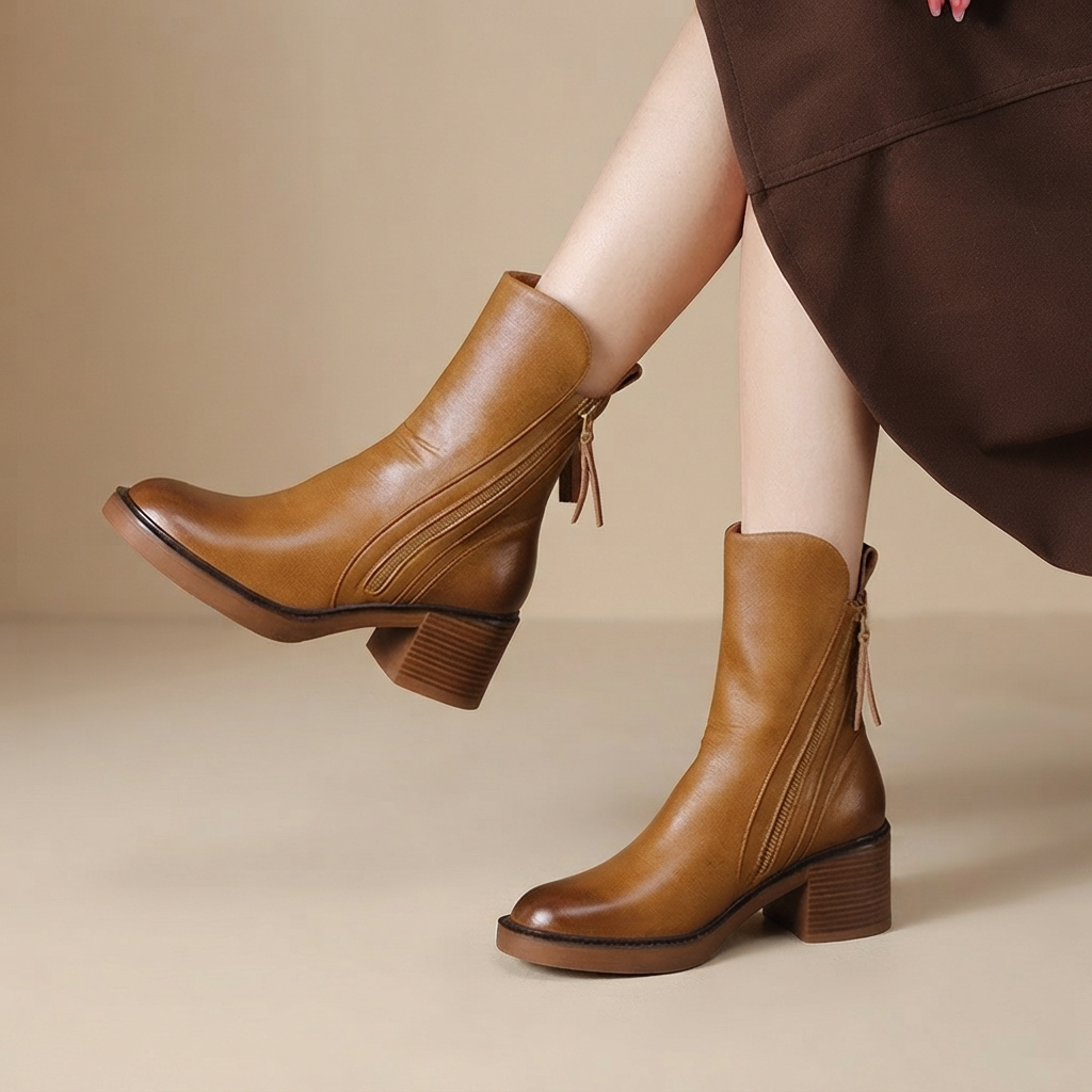 Jadonna - Stylish Zip-Up Heeled Boots