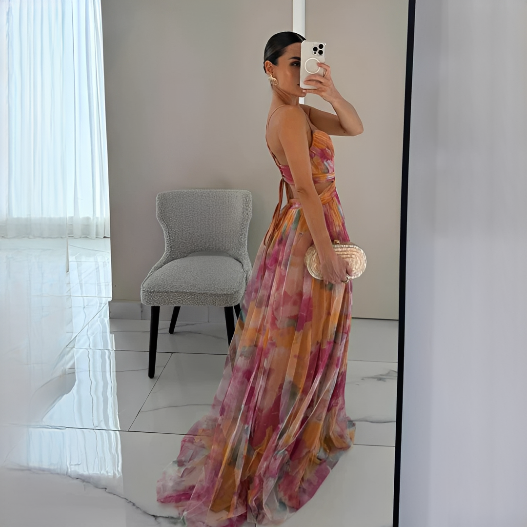 Darrisha - Elegant Cross Waist Maxi Dress