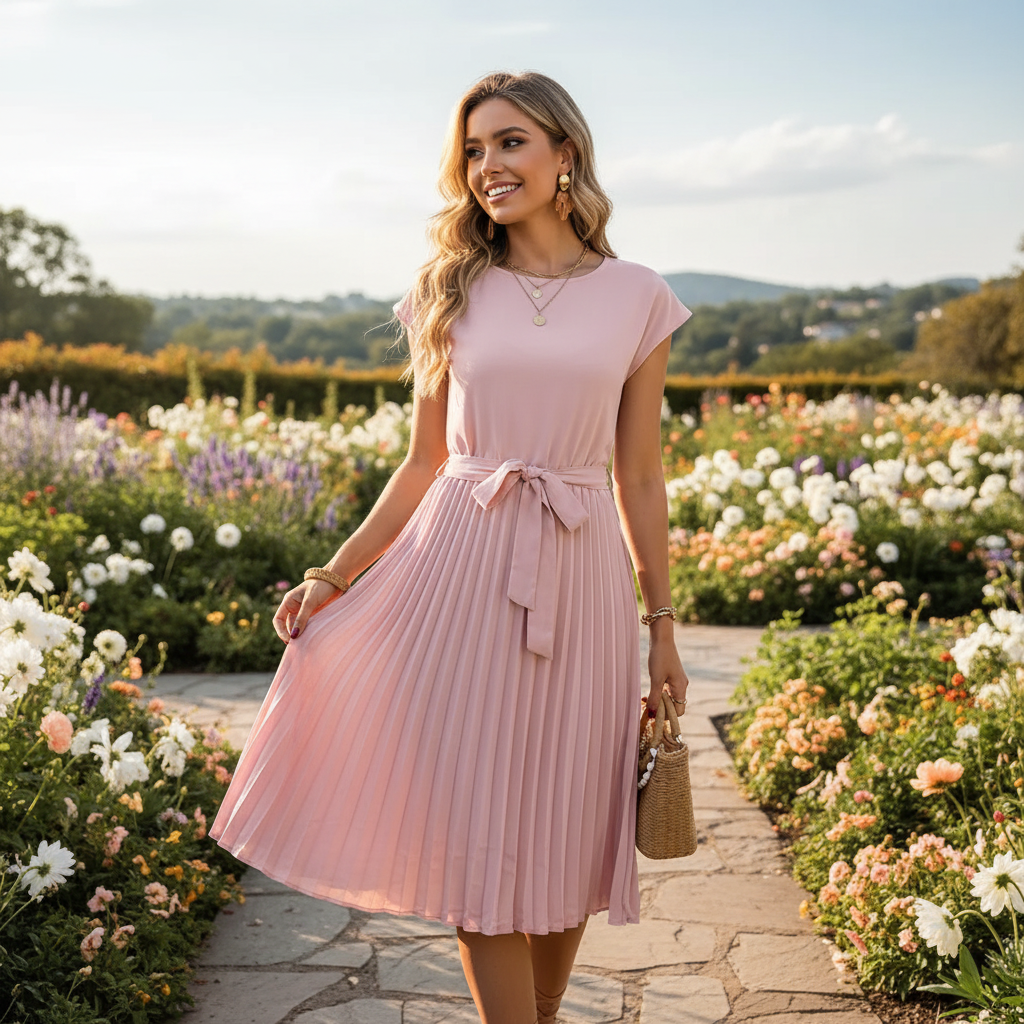 Jelica - Stylish Pleated Midi Dress