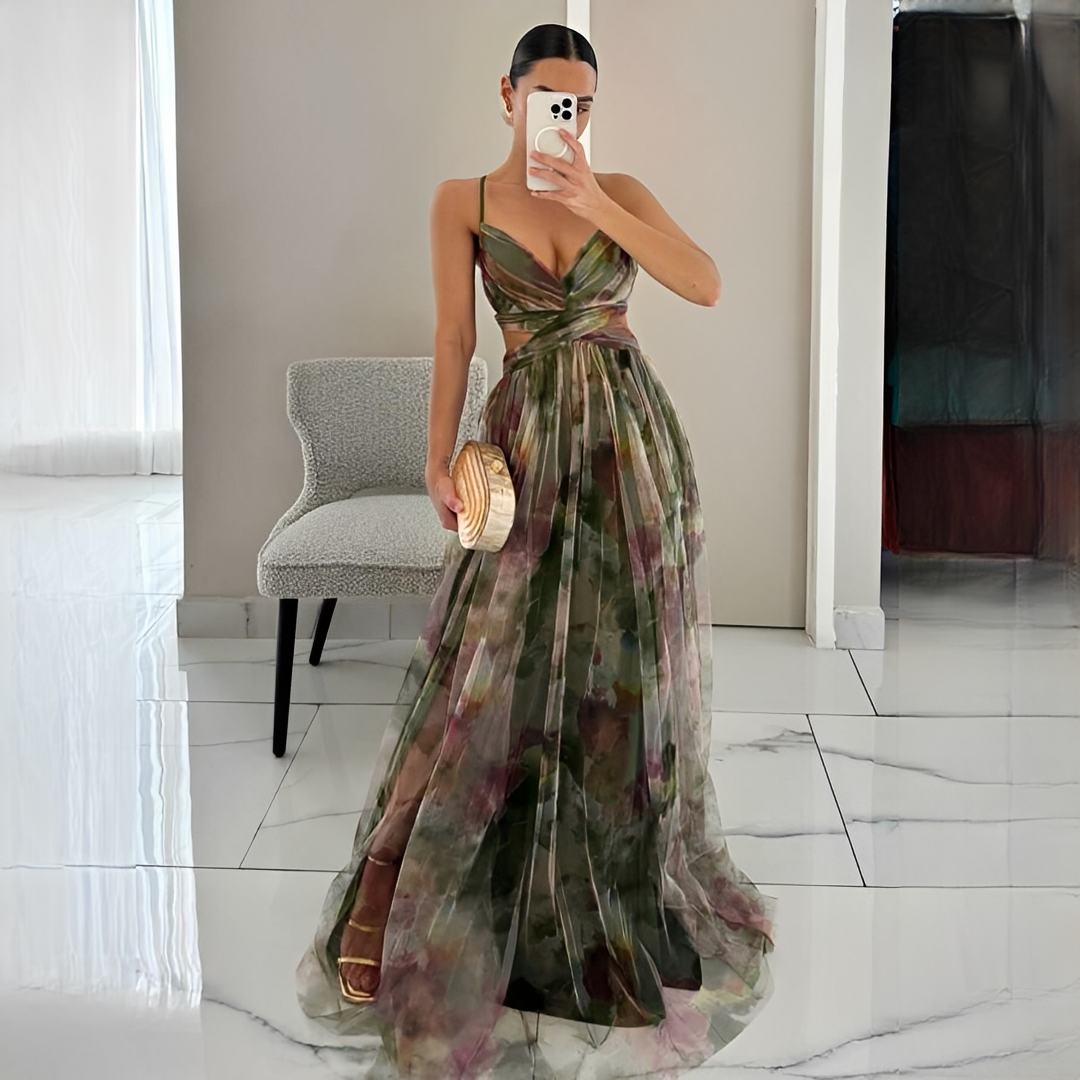 Darrisha - Elegant Cross Waist Maxi Dress