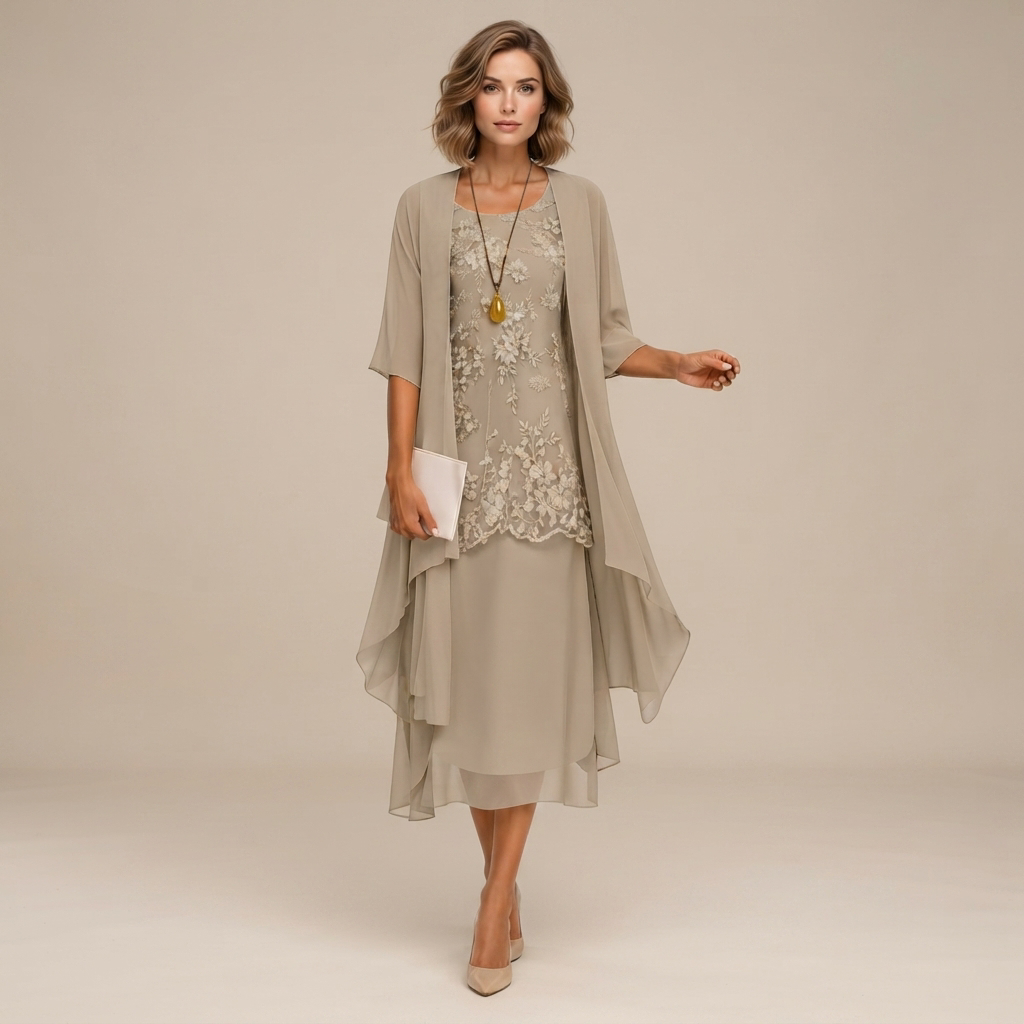 Krystal - Fashionable Two-Piece Midi Dress
