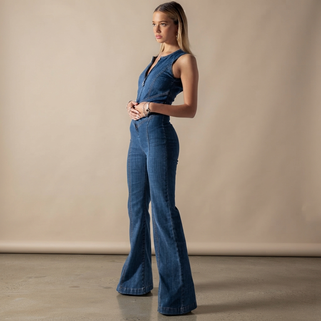 Rebecca - Vintage Style Zip-Up Jumpsuit