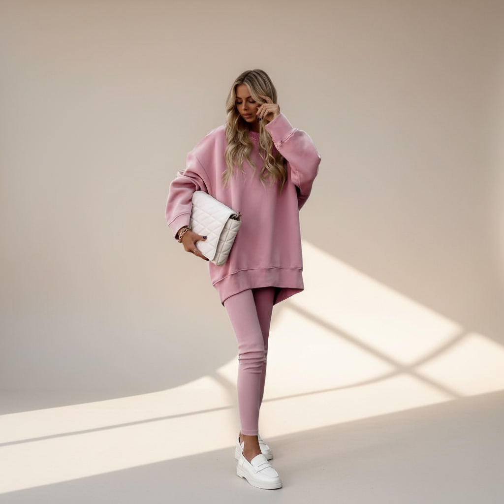 Jashanna - Spacious Long-Sleeve Pants Ensemble