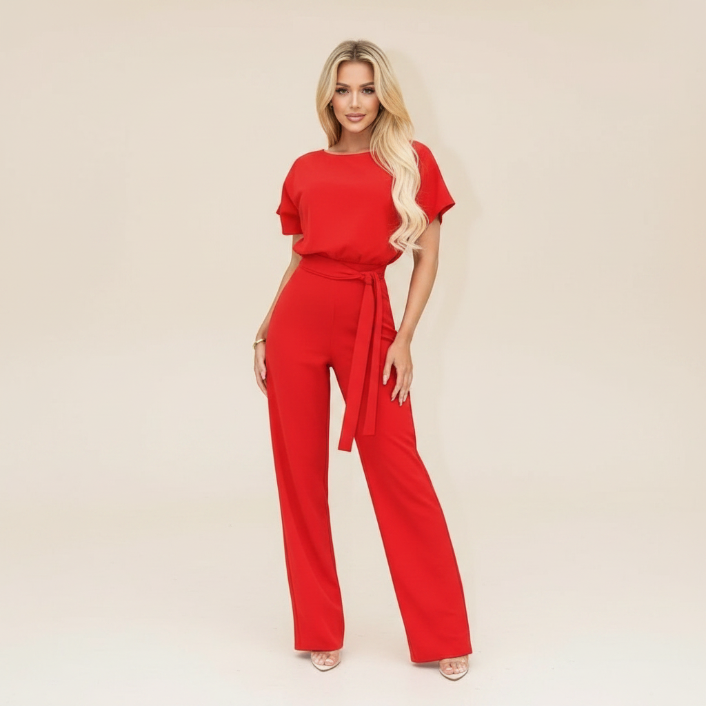 Eunise - Trendy Belted Jumpsuit