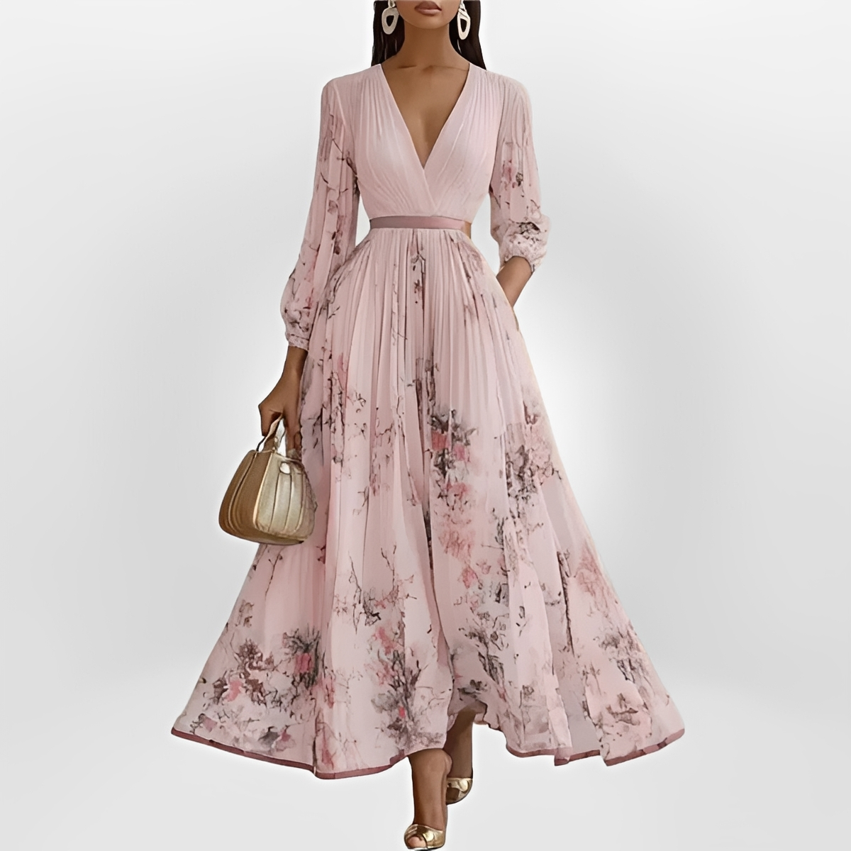 Klarise - Fashionable Cross V-Neck Dress