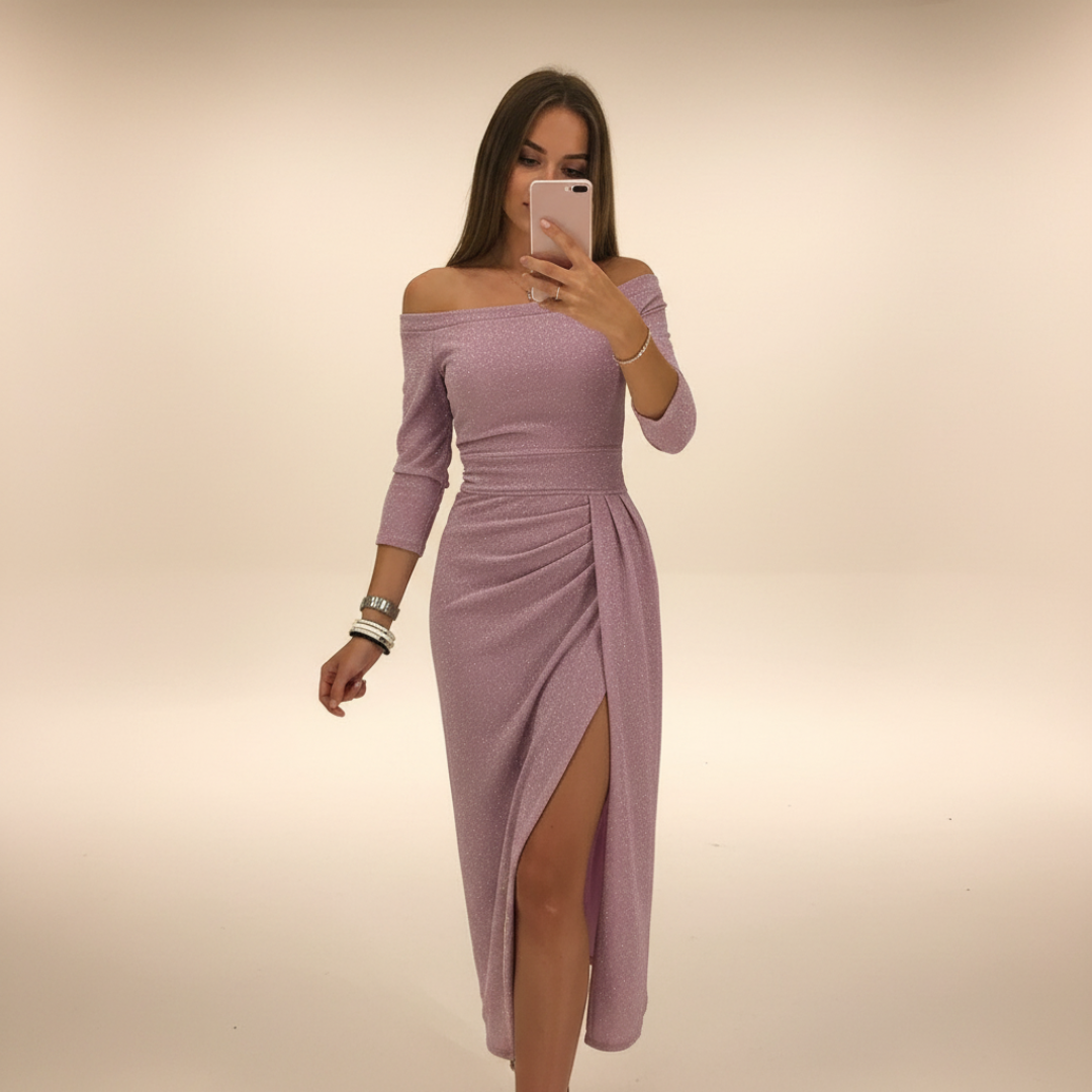 Christy - Fashionable Off-Shoulder Midi Dress