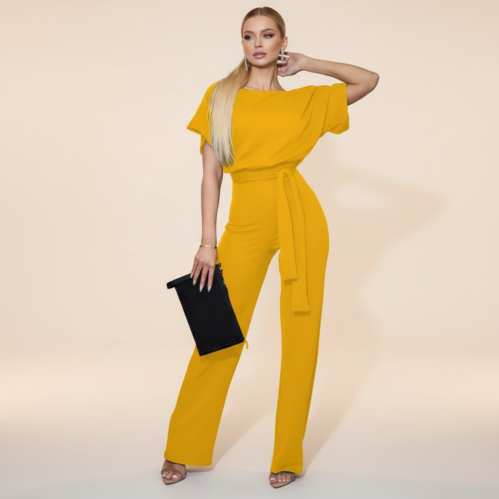 Eunise - Trendy Belted Jumpsuit