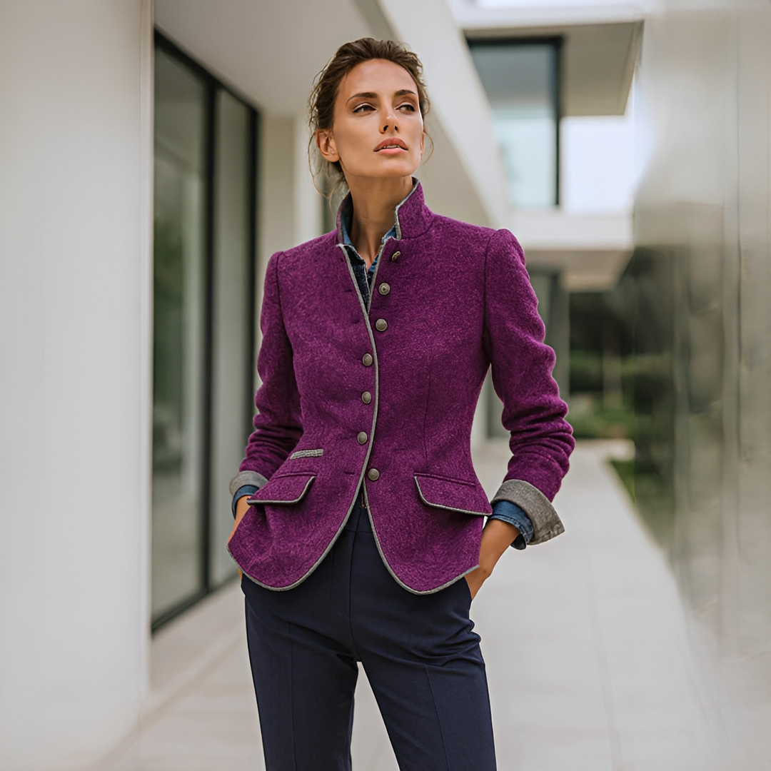 Valerie - Elegant Stand Collar Cardigan