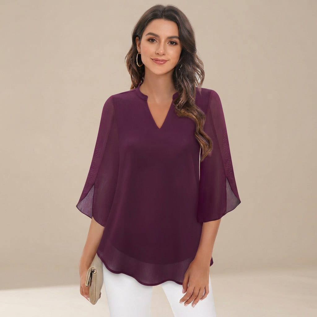 Arsine - Chic Loose V-Neck Top