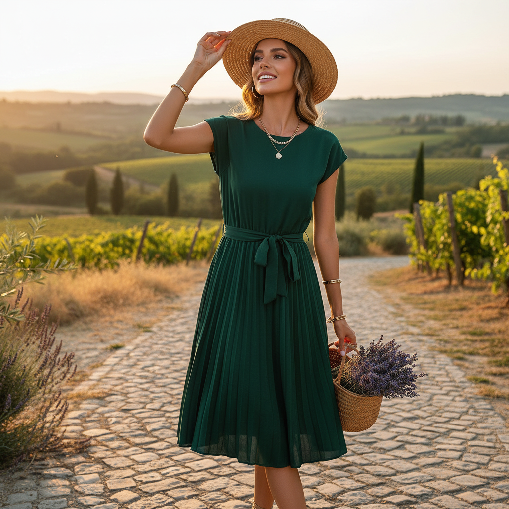 Jelica - Stylish Pleated Midi Dress