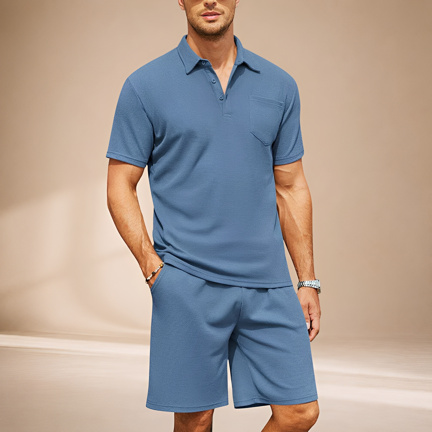 Barry - Casual Textured Polo Set