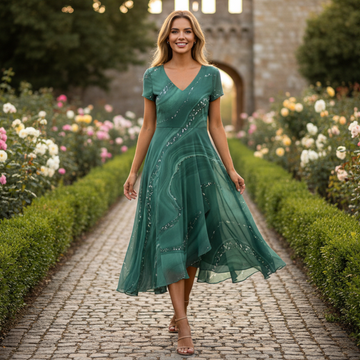 Eliana - Elegant V-Neck Dress