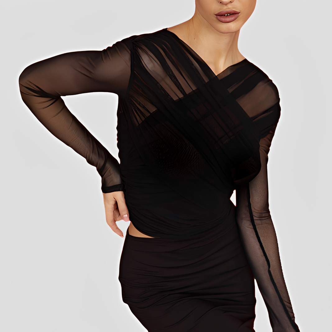 Cara - Stylish Gathered Long Sleeve Top
