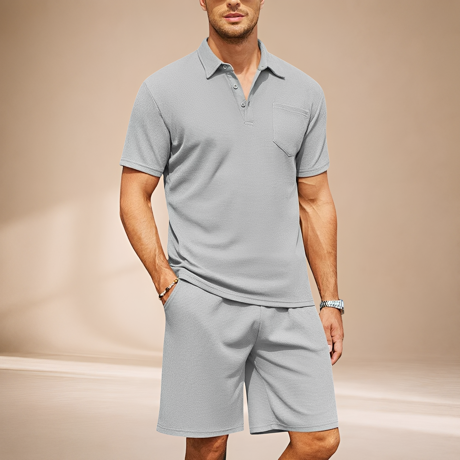 Barry - Casual Textured Polo Set
