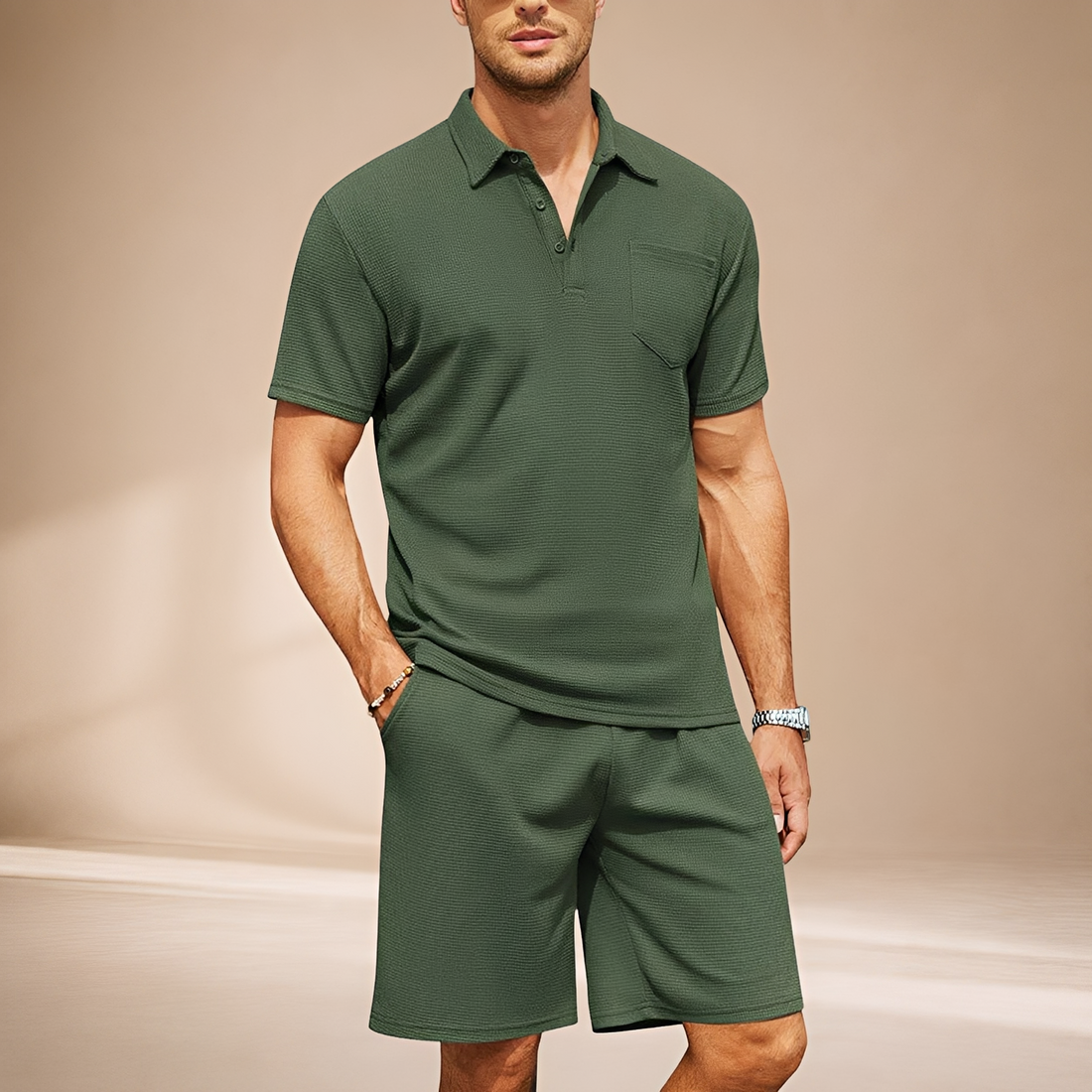Barry - Casual Textured Polo Set