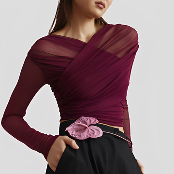 Cara - Stylish Gathered Long Sleeve Top