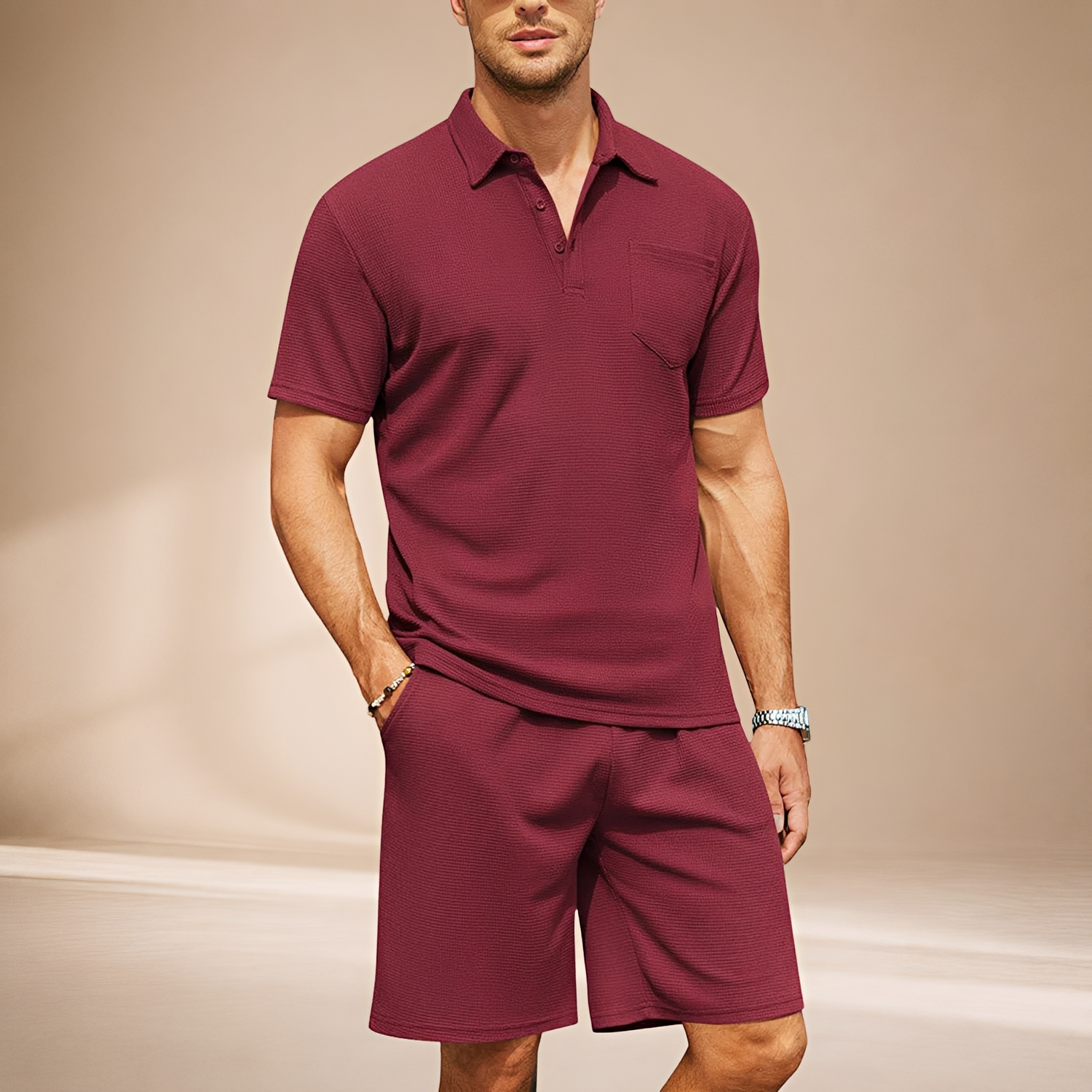Barry - Casual Textured Polo Set