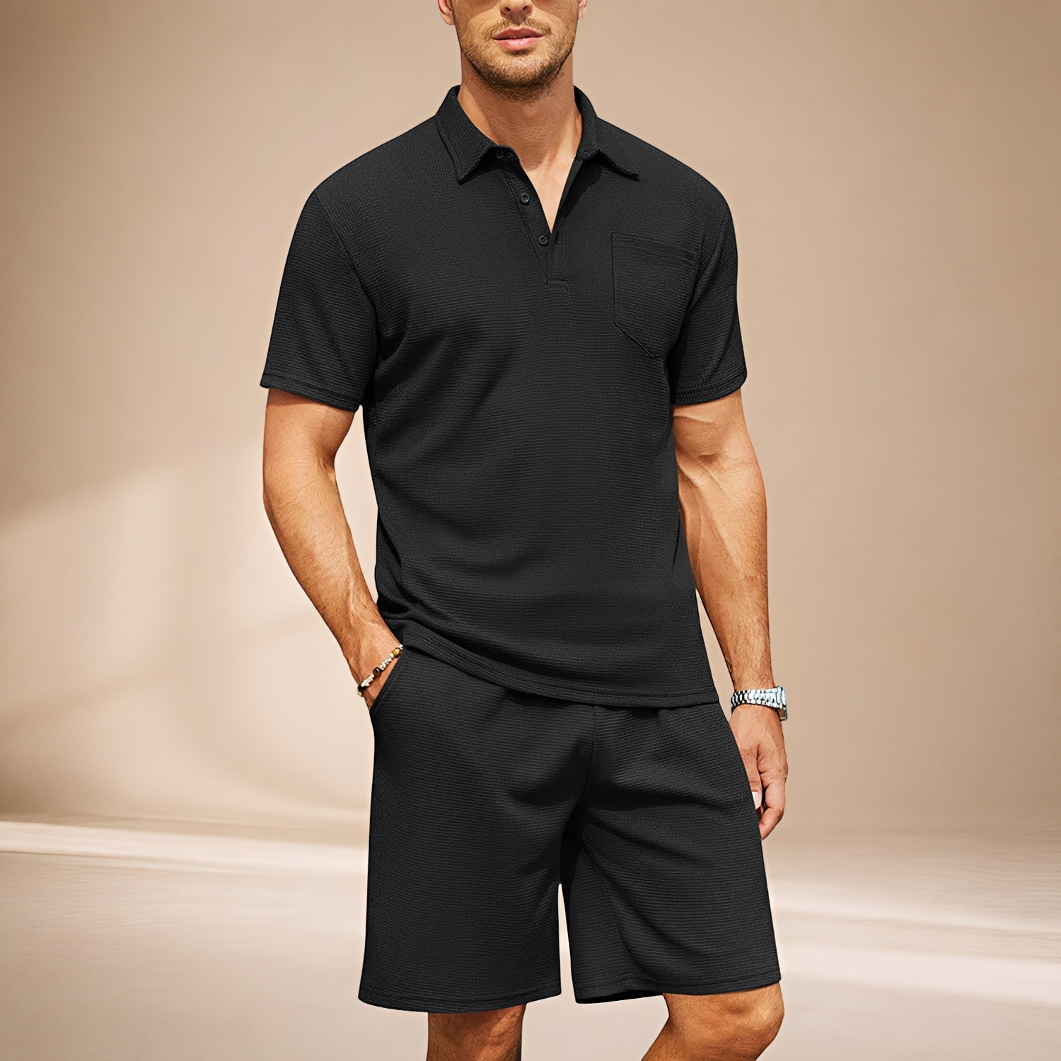 Barry - Casual Textured Polo Set