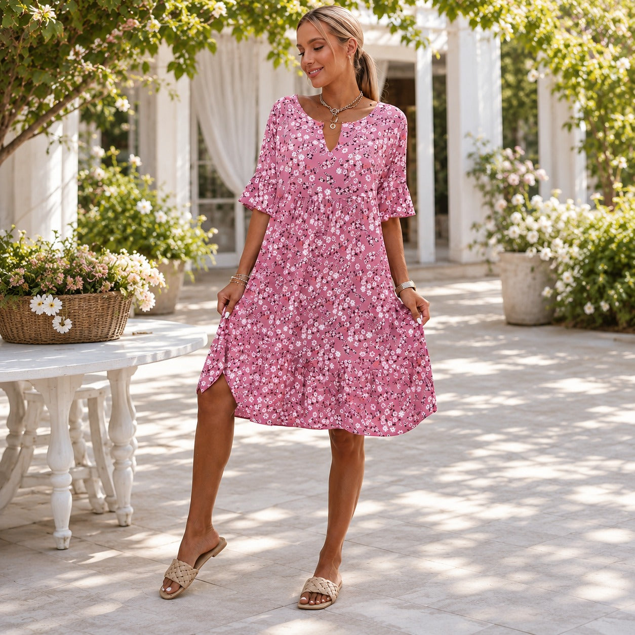 Lilian - Graceful Floral Flowy Dress
