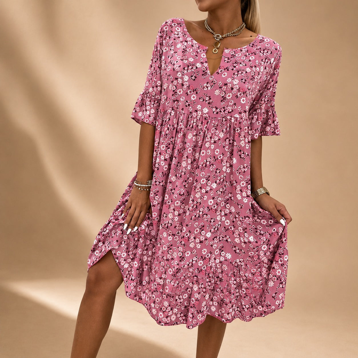Lilian - Graceful Floral Flowy Dress
