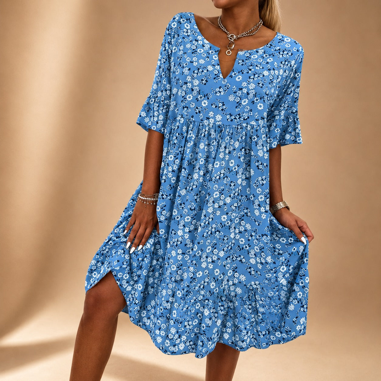 Lilian - Graceful Floral Flowy Dress