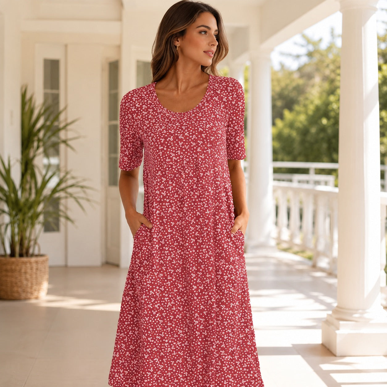 Yasmin - Short-Sleeved Floral Dress