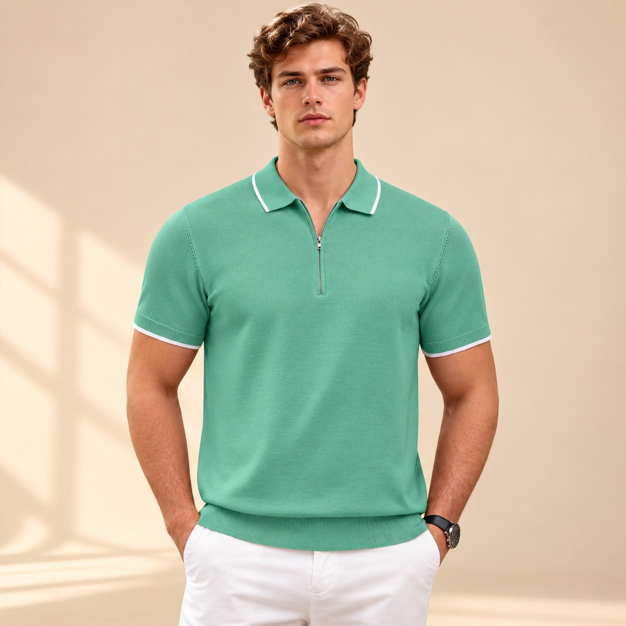 Leonard - Casual Zipper Polo Shirt
