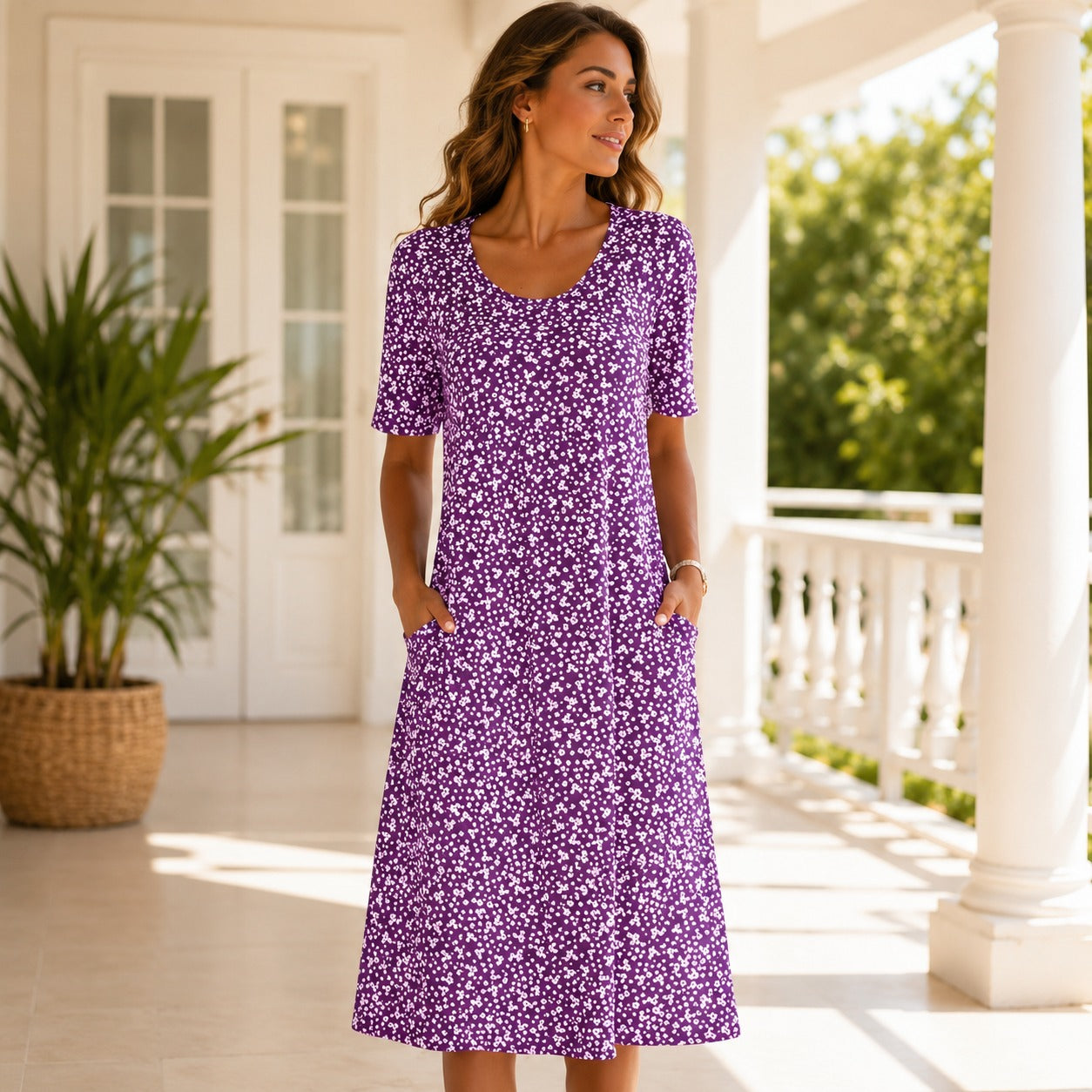 Yasmin - Short-Sleeved Floral Dress