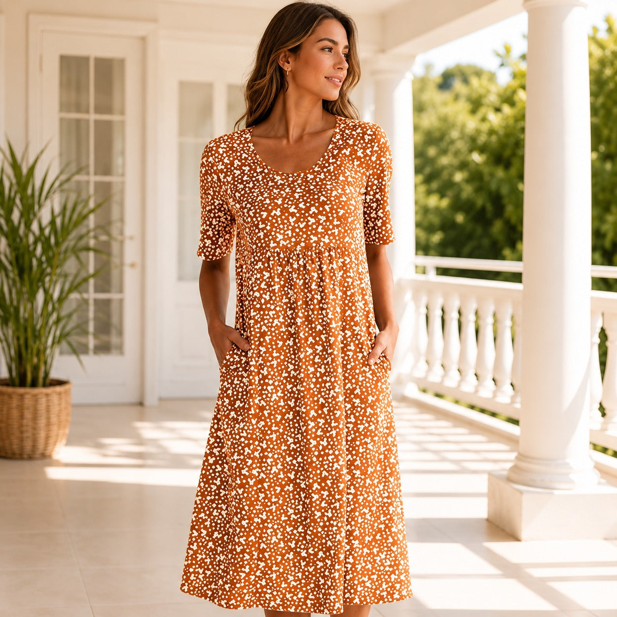 Yasmin - Short-Sleeved Floral Dress