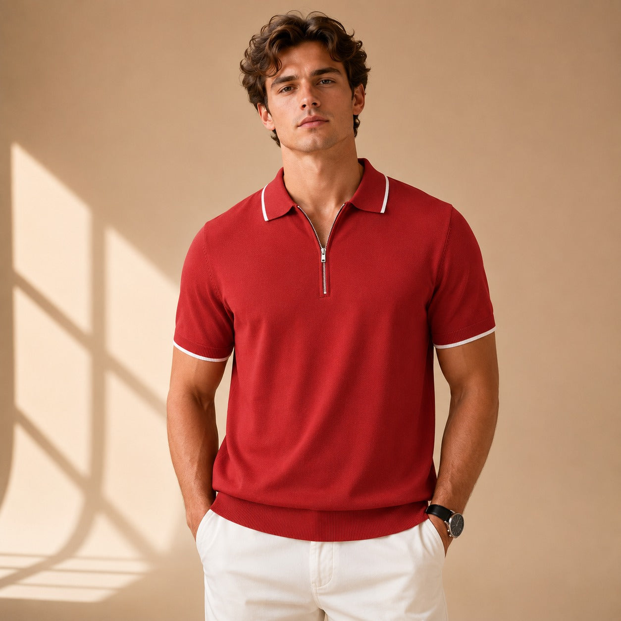 Leonard - Casual Zipper Polo Shirt