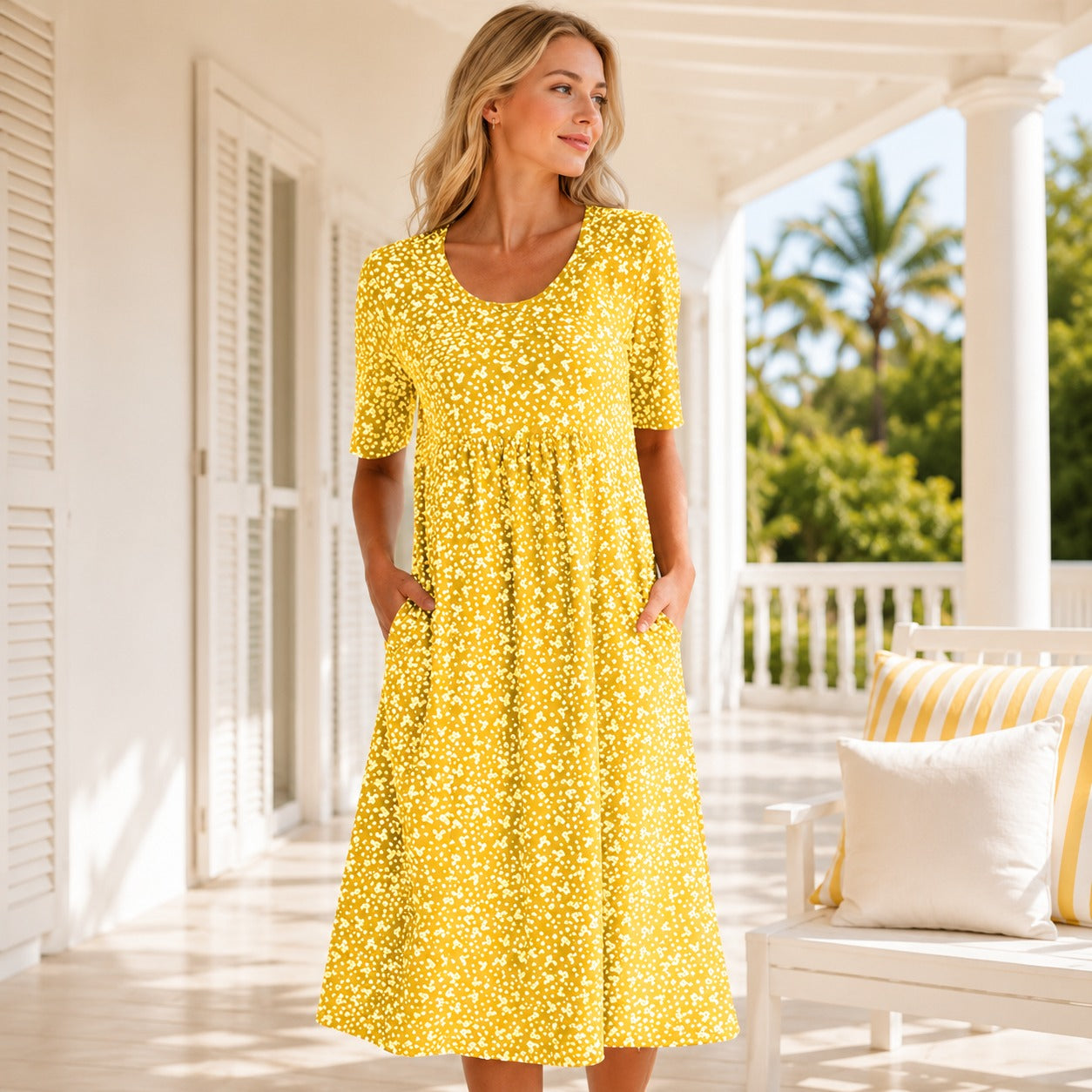 Yasmin - Short-Sleeved Floral Dress
