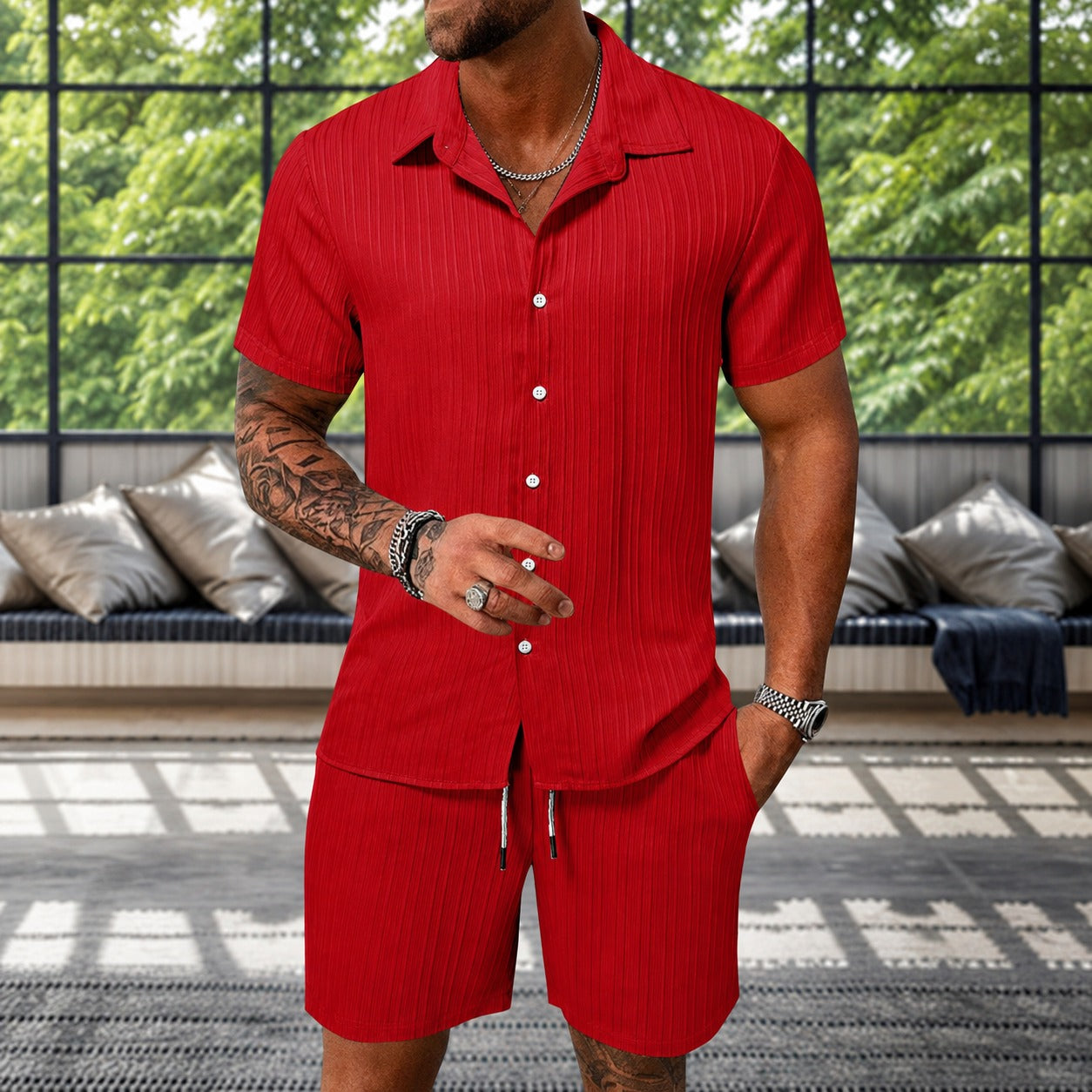 Albie - Relaxed Textured Shirt Set