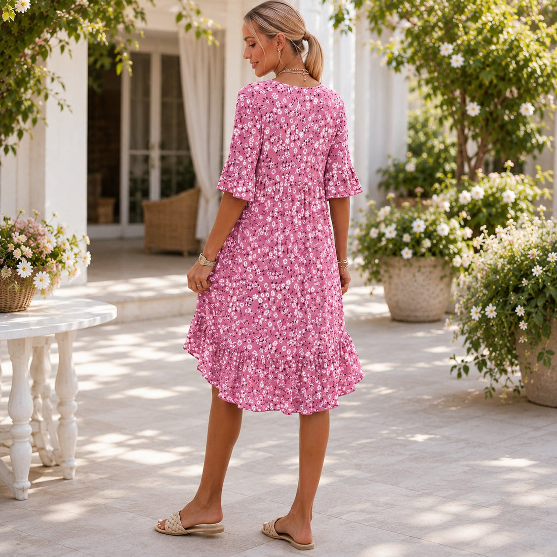 Lilian - Graceful Floral Flowy Dress
