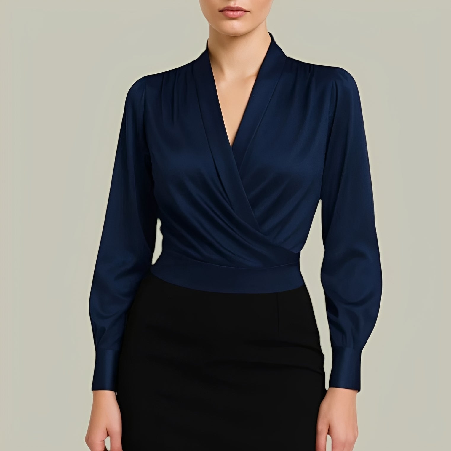 Livia - Elegant Long Sleeve Wrap Blouse