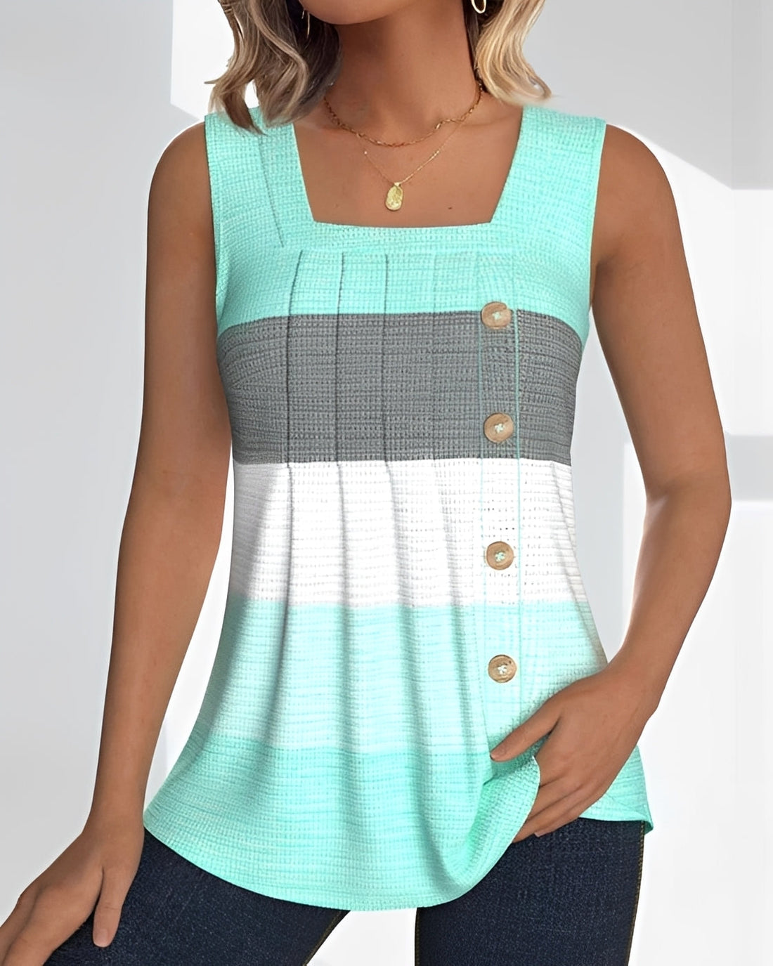 Grace - Casual Striped Pleated Tank Top