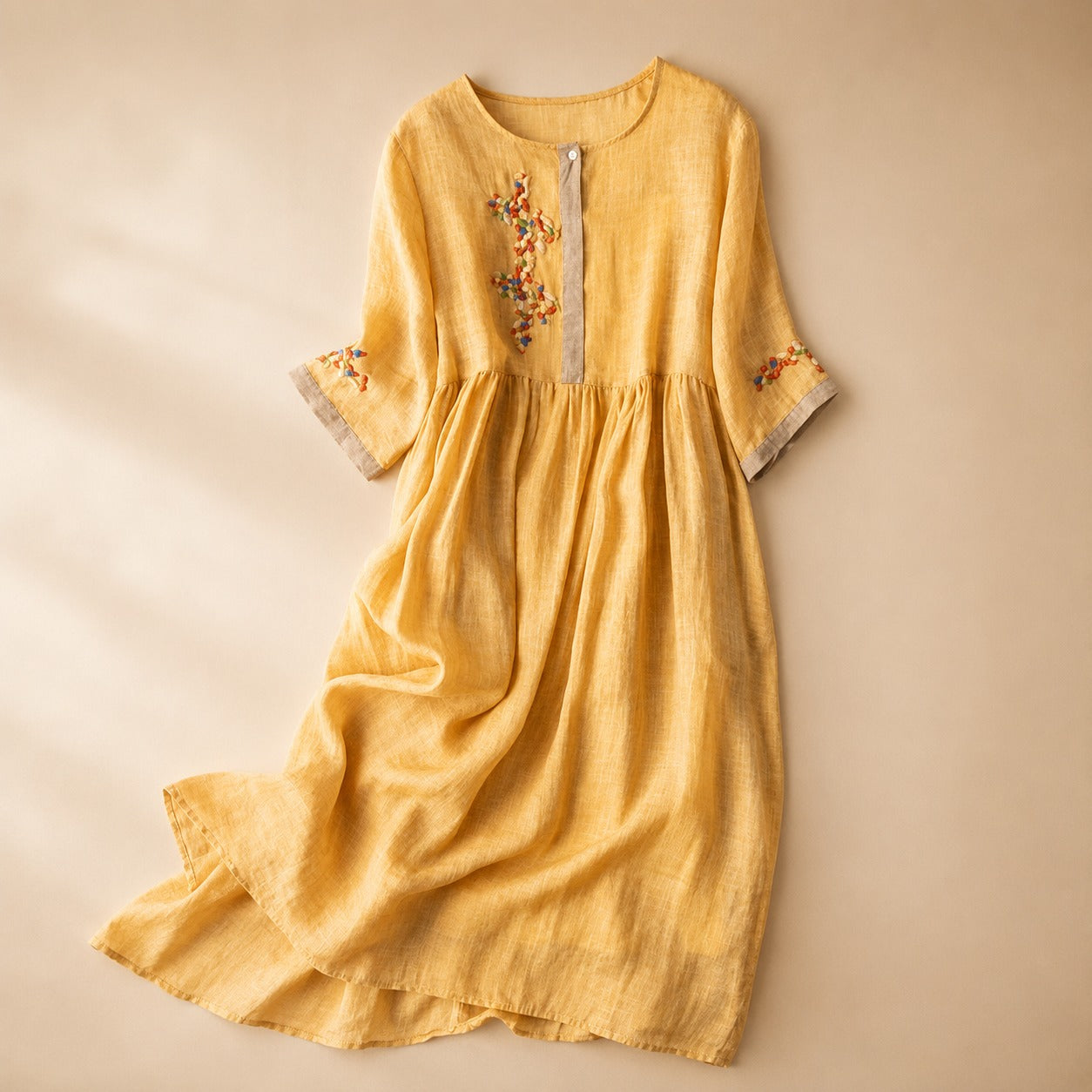 Laura - Casual Boho Embroidered Dress