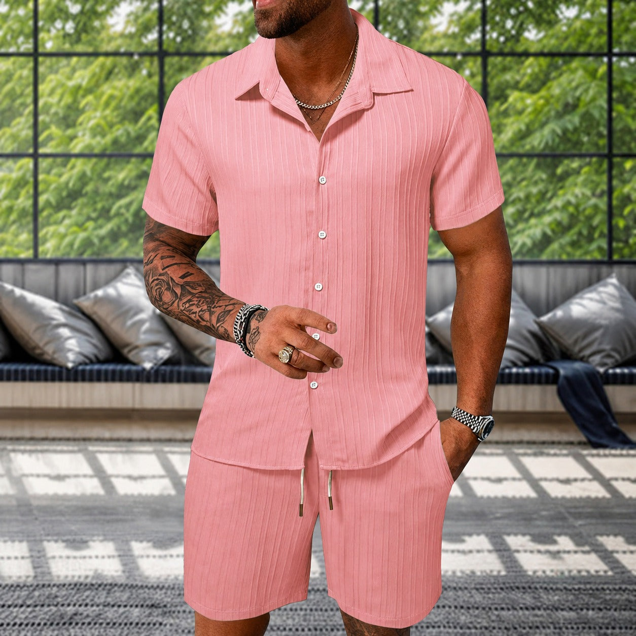 Albie - Relaxed Textured Shirt Set