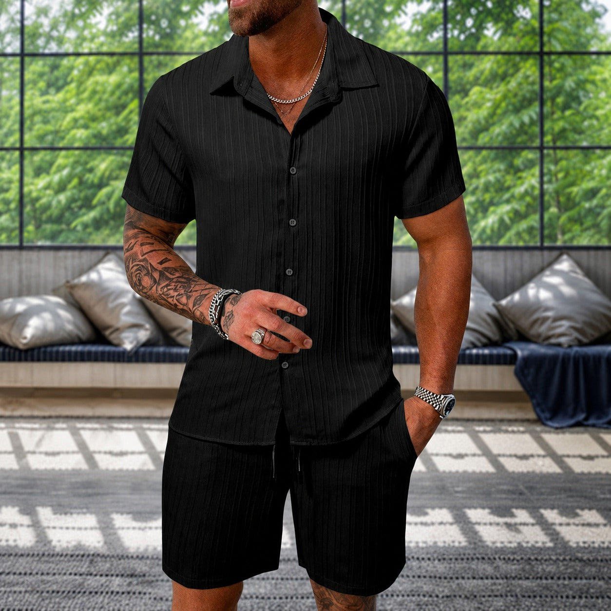 Albie - Relaxed Textured Shirt Set