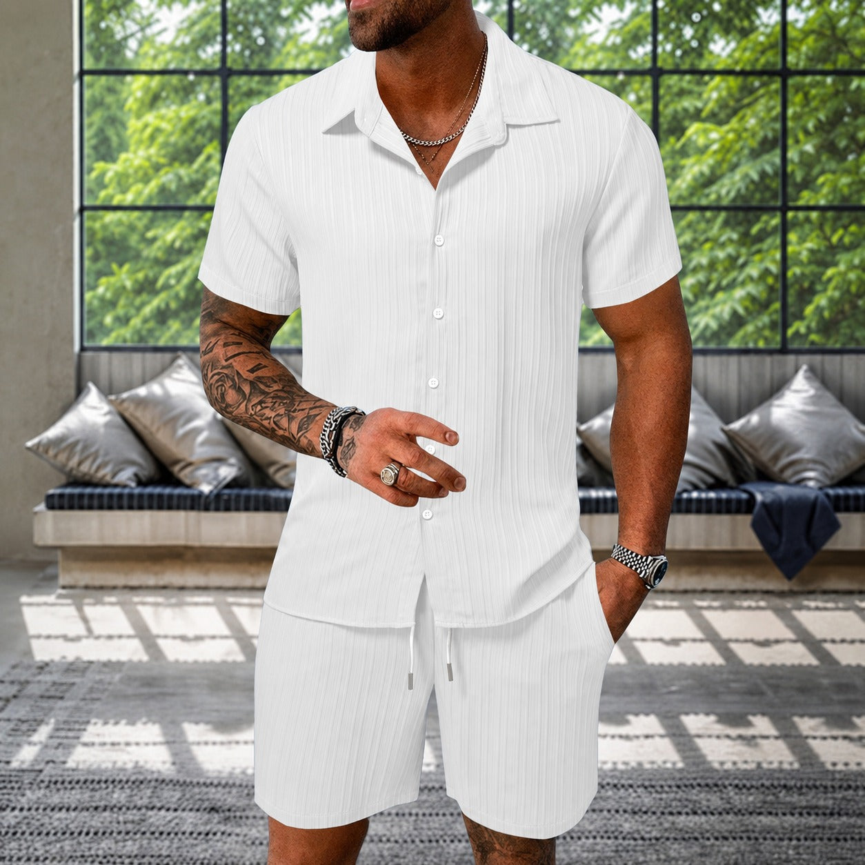Albie - Relaxed Textured Shirt Set
